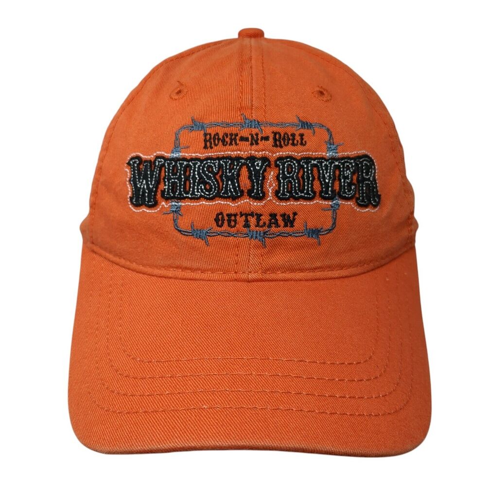 Rock-N-Roll Outlaw Whisky River Charlotte Strapback Hat Orange OS Adjustable